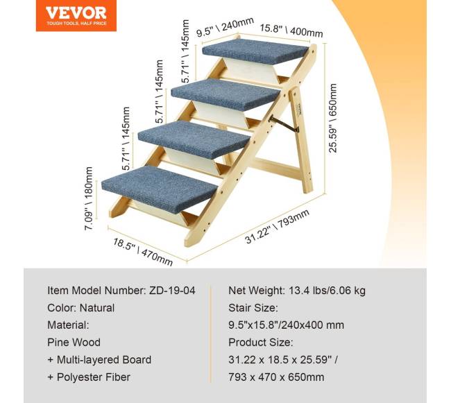 Medinės augintinių laipteliai su 4 žingsniais6