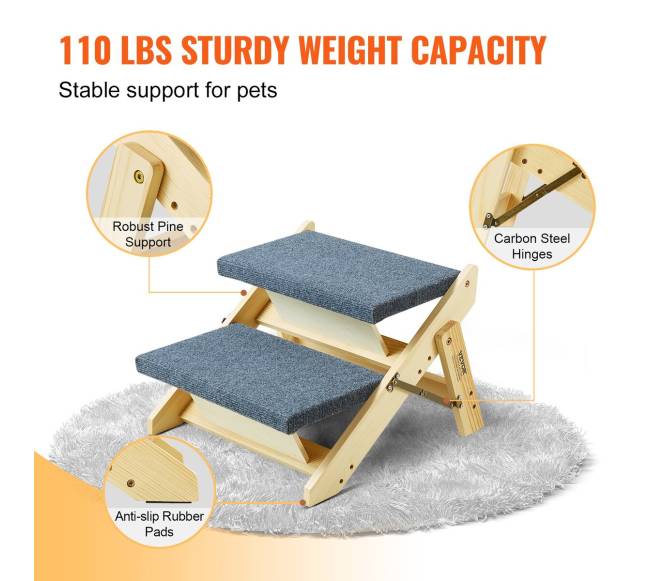 Mediniai šuns laiptai, sulankstomi 2 pakopų3