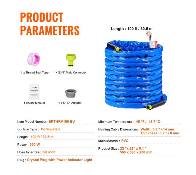 30 metrų pašildoma laistymo žarna RV6