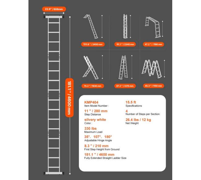 Daugiafunkcinės sulankstomos kopėčios 4.7 m6
