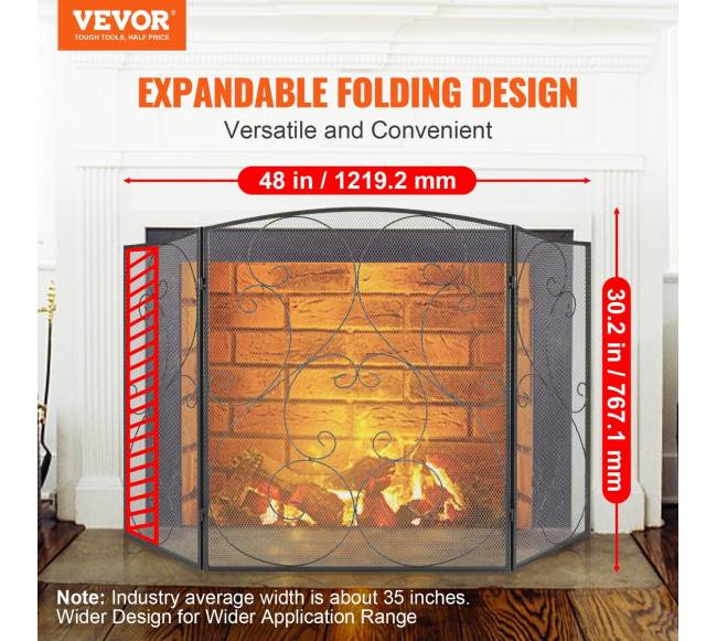 ugniasienės ekranas 3 dalių, tvirtas metalinis tinklas1