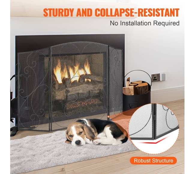 ugniasienės ekranas 3 dalių, tvirtas metalinis tinklas5