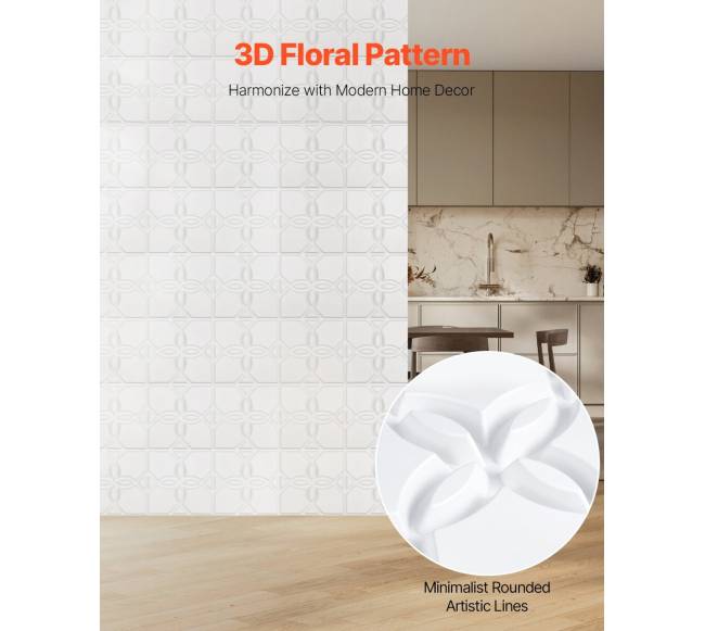 3D sienų plokštės 33 vnt. 32 m² gėlių baltos1