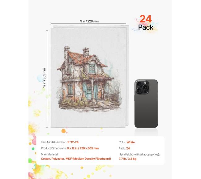 Drobės rėmai tapybai, 24 vnt, 9 x 12 colių6