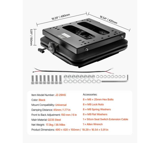 Sėdynės pakabos komplektas vejapjovei ir krautuvui6