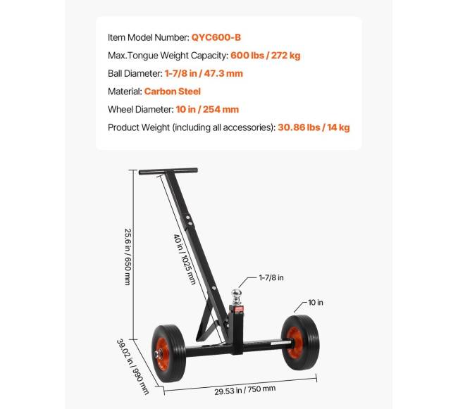 272 kg priekabos vežimėlis su reguliuojamu aukščiu6