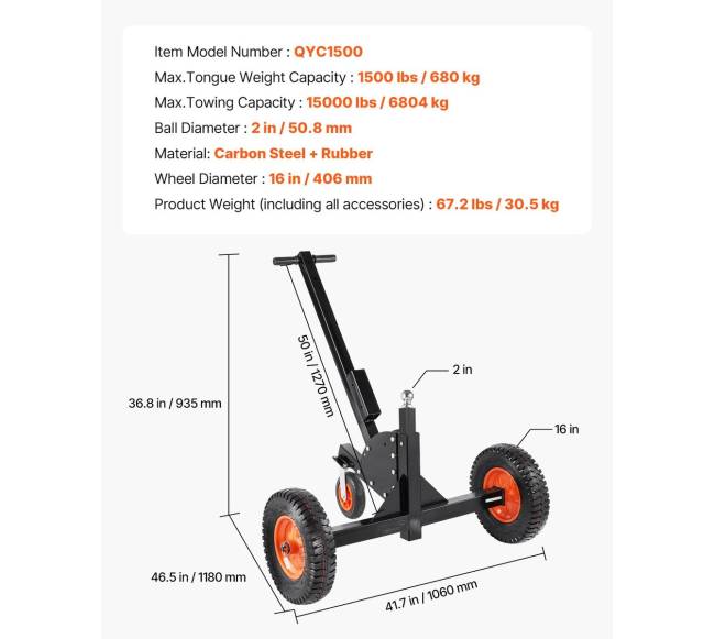1500lbs priekabos vežimėlis 2in1 su vežimėliu6