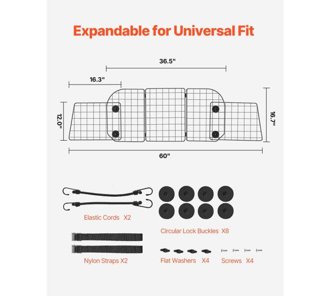 Šunų barjeras automobiliui, 93-152 cm reguliuojamas1