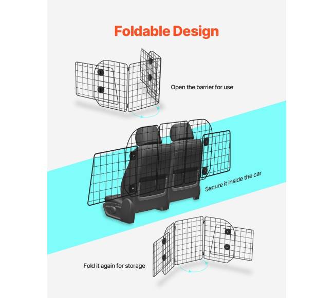 Šunų barjeras automobiliui, 93-152 cm reguliuojamas2