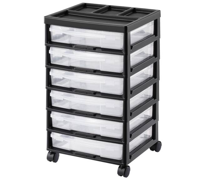 Šešių aukštų vežimėlis su 6 dėžėmis juodas0