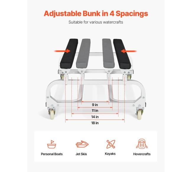 Vandens transporto priemonės vežimėlis iki 590 kg3
