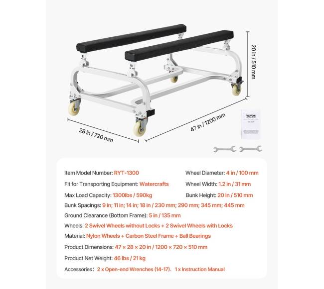 Vandens transporto priemonės vežimėlis iki 590 kg6