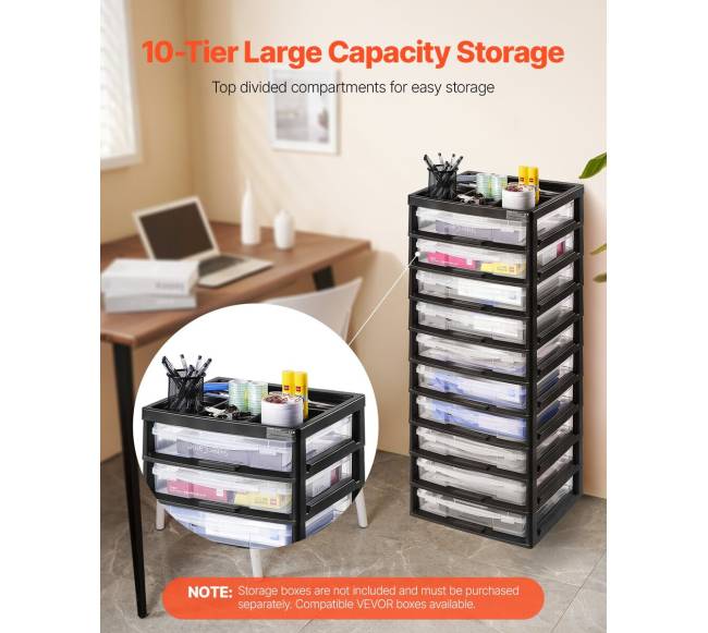 Plastikinė 10 aukštų daiktų lentyna juodu rėmu1