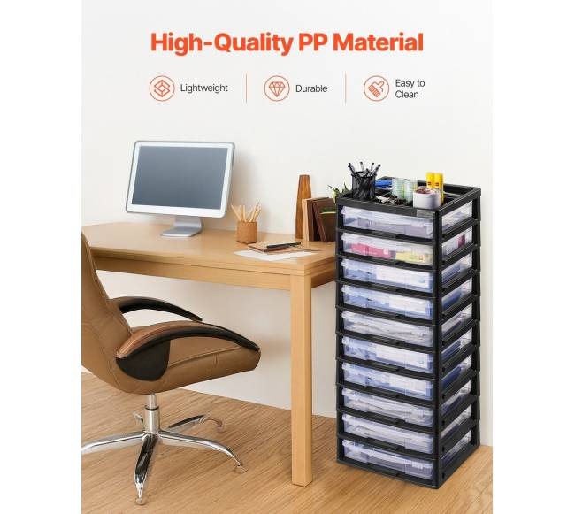 Plastikinė 10 aukštų daiktų lentyna juodu rėmu3