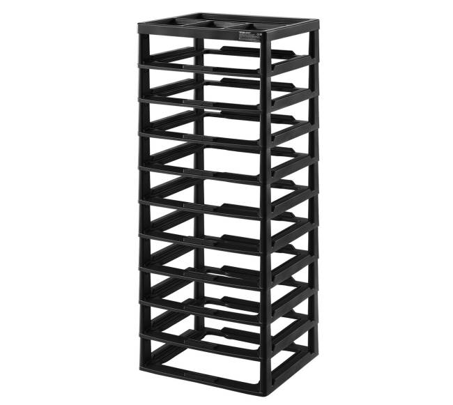 Plastikinė 10 aukštų daiktų lentyna juodu rėmu10