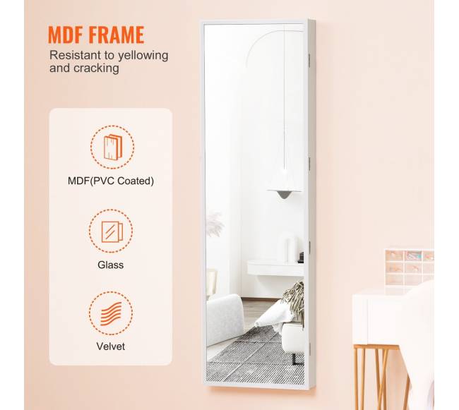 Veidrodinė papuošalų spinta su užraktu, balta5