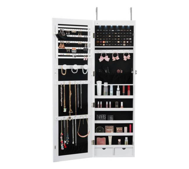 Veidrodinė papuošalų spinta su užraktu, balta10