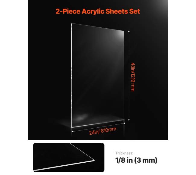 2 vnt. plexiglaso akrilo lakštai 61x122 cm, 3 mm storio1