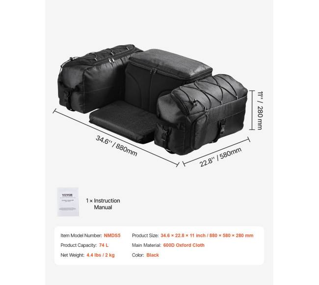 74L ATV galinė bagažinė su sėdynės pagalve6