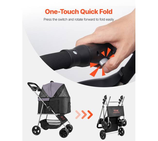 Sulankstomas keturratis šunų vežimėlis5