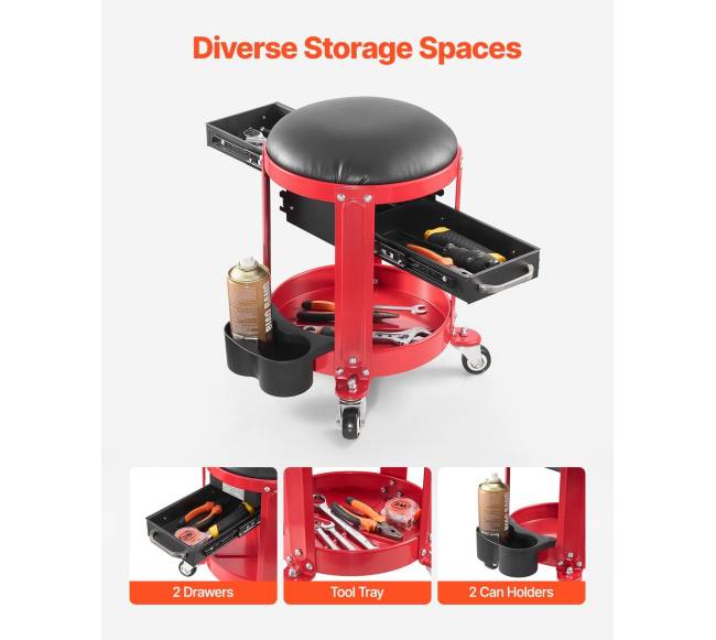 Mechaniko kėdutė ant ratukų su saugykla1