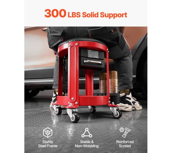 Mechaniko kėdutė ant ratukų su saugykla5