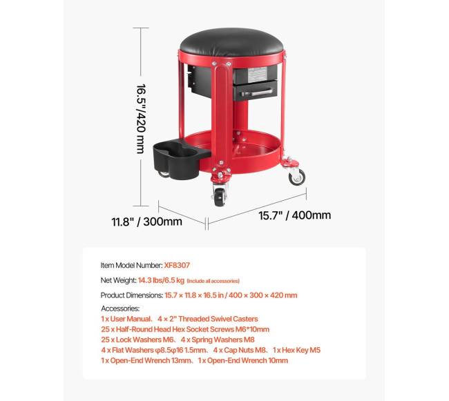 Mechaniko kėdutė ant ratukų su saugykla6