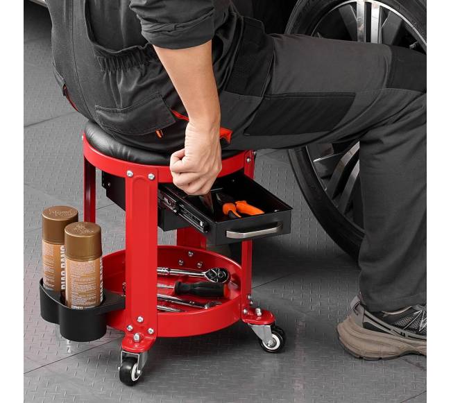 Mechaniko kėdutė ant ratukų su saugykla7