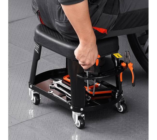 Mechaniko kėdė su ratukais ir įrankių dėklu7