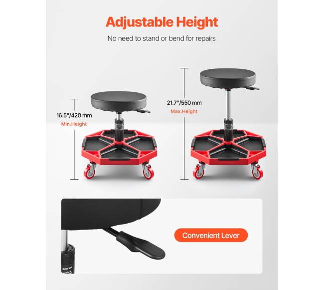 Reguliuojama garažo kėdė su ratukais1