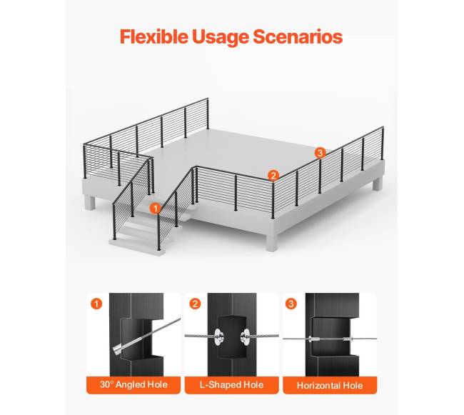 VEVRO kabelinė turėklų kolona su L formos angomis4