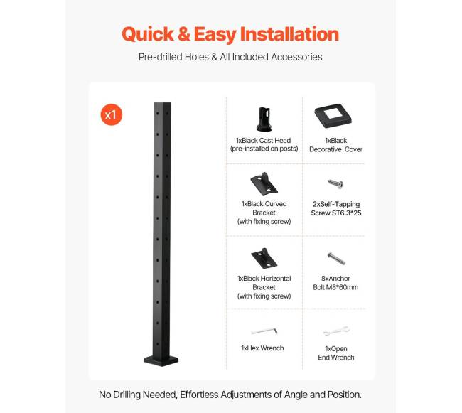 VEVRO kabelinė turėklų kolona su L formos angomis5