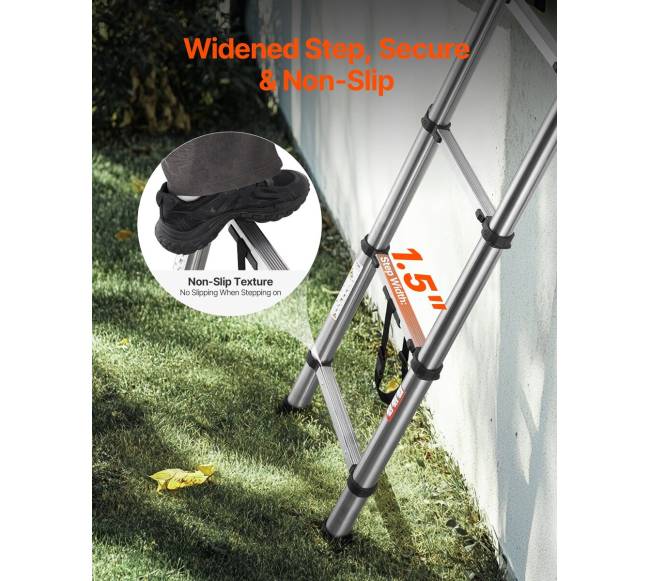 Teleskopinės nerūdijančio plieno kopėčios 3,7 m2