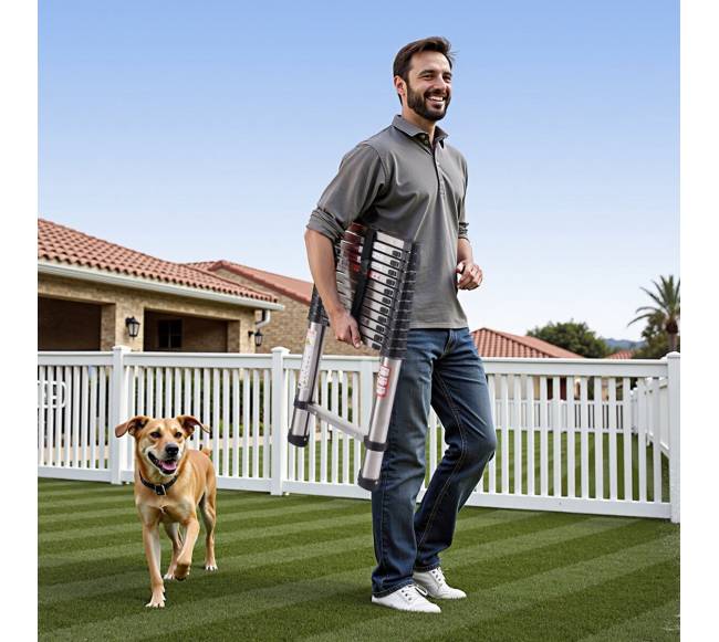 Teleskopinės nerūdijančio plieno kopėčios 3,7 m7