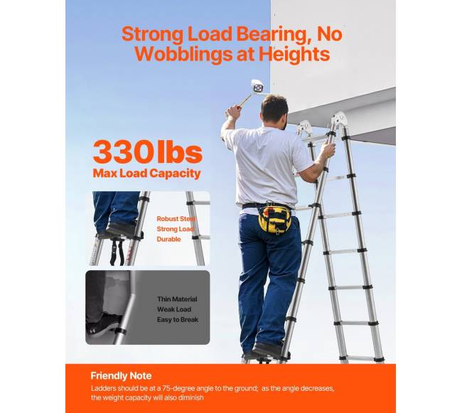 Kaipštredno nerūdijančio plieno teleskopinės kopėčios 5 m1