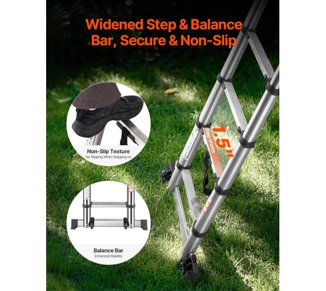 Kaipštredno nerūdijančio plieno teleskopinės kopėčios 5 m2