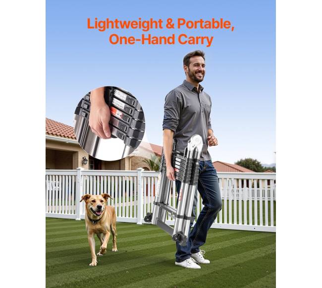 Kaipštredno nerūdijančio plieno teleskopinės kopėčios 5 m4