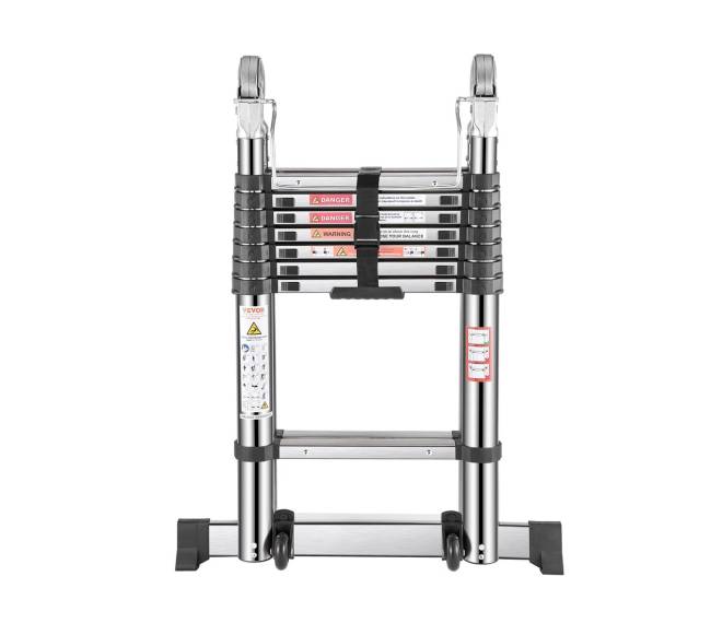 Kaipštredno nerūdijančio plieno teleskopinės kopėčios 5 m9