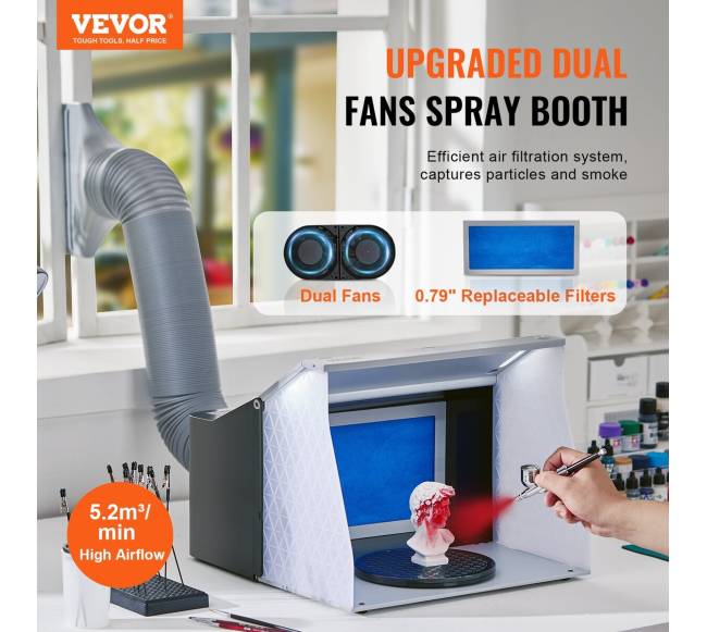 Nešiojama aerografo purškimo kabina su dvigubais ventiliatoriais1