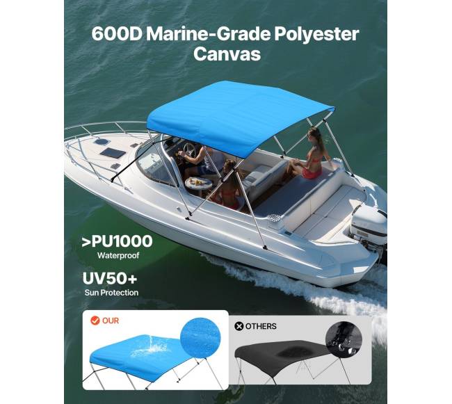 3 lankų valtis bimini danga, mėlyna1