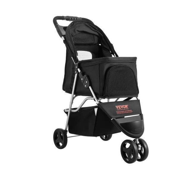 Sulankstomas gyvūnų vežimėlis su 3 ratais ir stabdžiu9