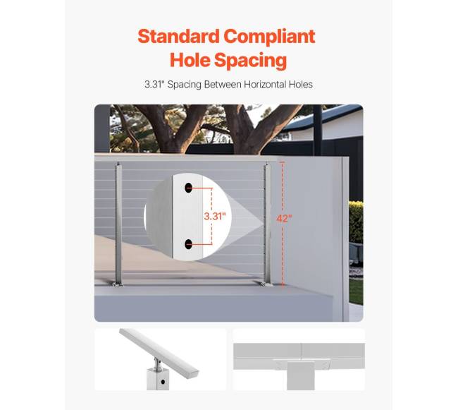 nerūdijančio plieno turėklų stulpelis 106,7 cm3