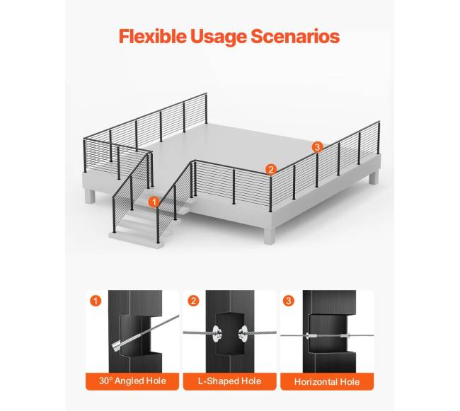 Kabelinio turėklo stulpas su 30 kampu4