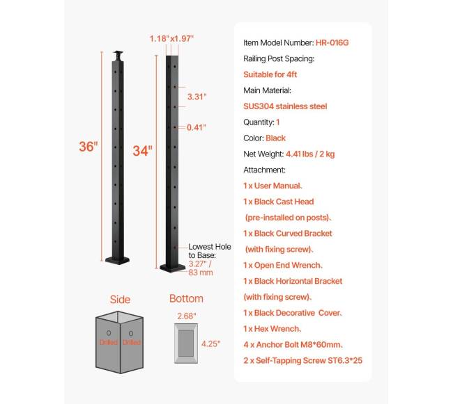 Vevro kabelinė turėklų siena 90x2x5 cm6