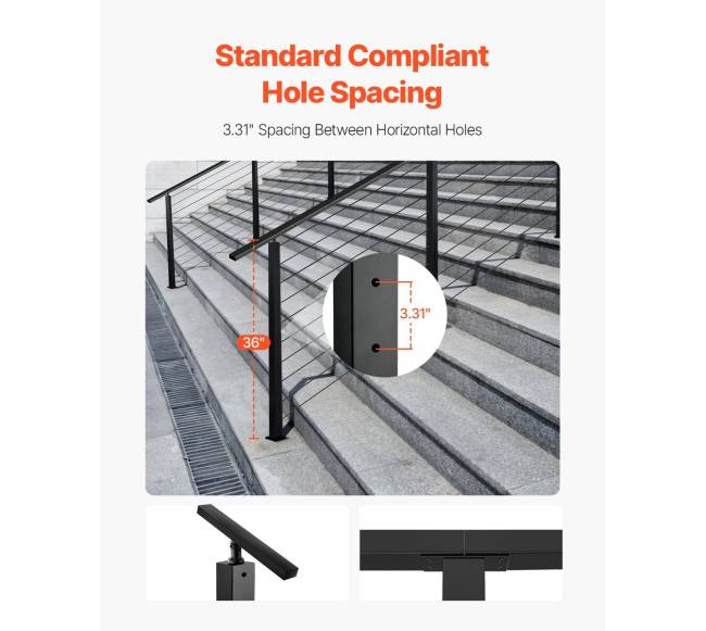 Kampuotų skylių kabelinė atrama 91x2,5x5 cm3