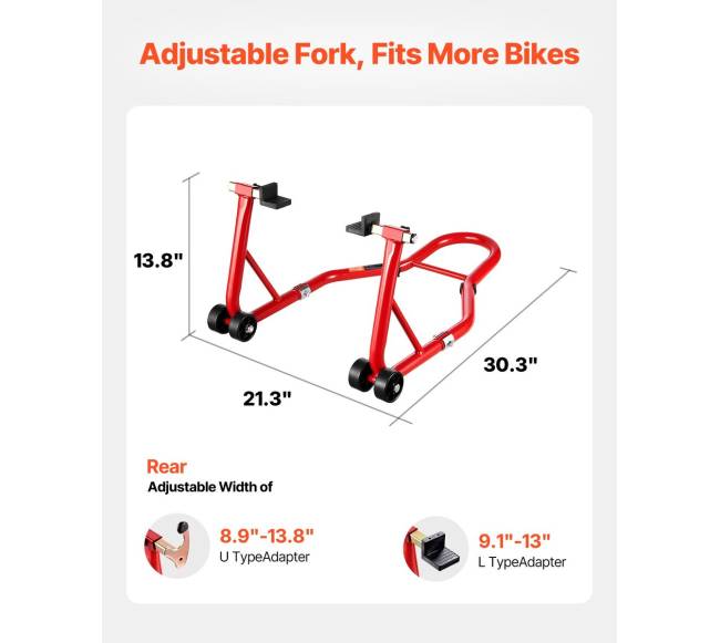 Motociklų atraminis stovas raudonas1