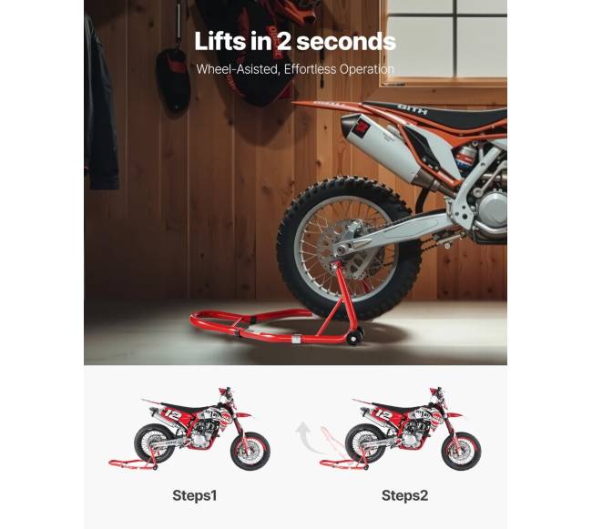 Motociklų atraminis stovas raudonas5