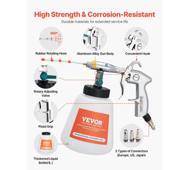 Automobilio valymo pistoletas su skysčio buteliu3