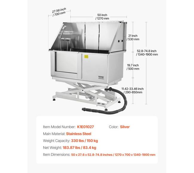 127 cm elektrinė šunų maudymo vonelė su filtru6