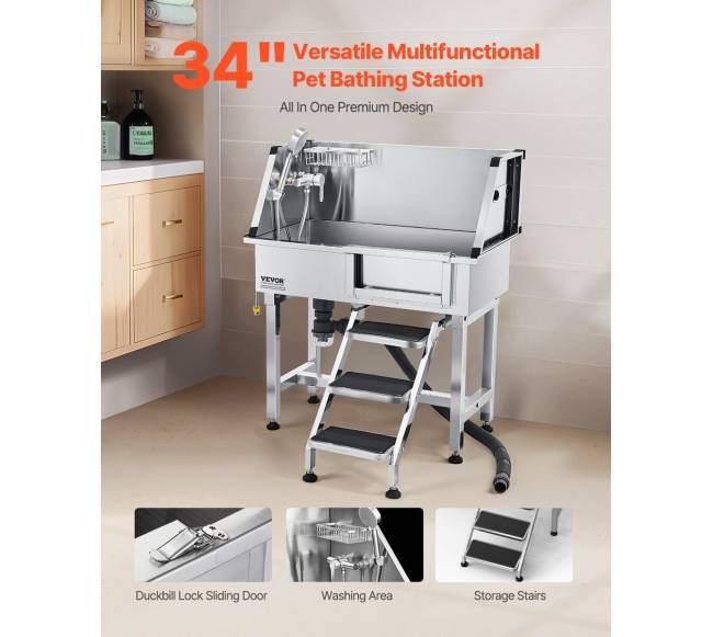 86.4 cm šunų maudymo vonia su laiptais1